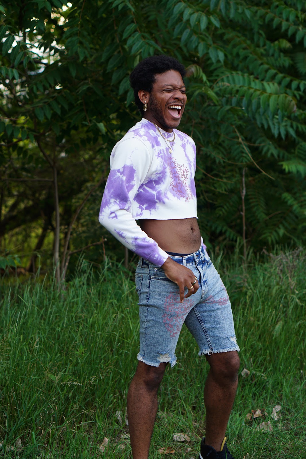 Lavender Shatter Cropped Tie Dye Crewneck