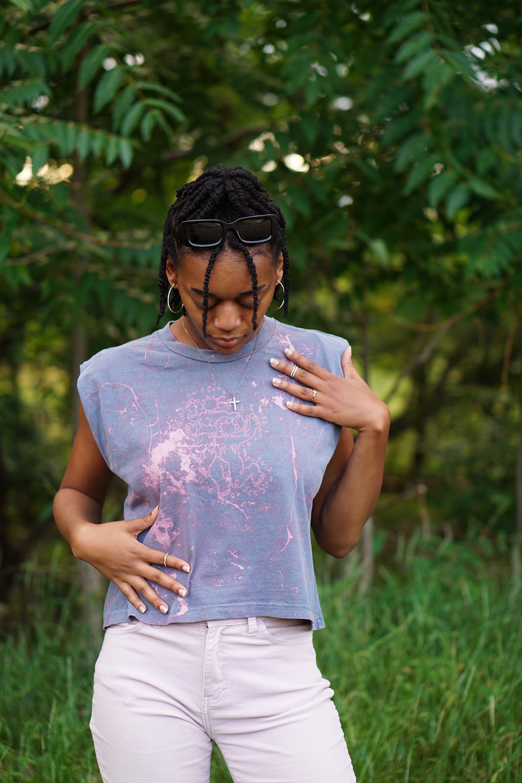 Matte Fuschia Splatter Print Cropped Boxy Tee - M