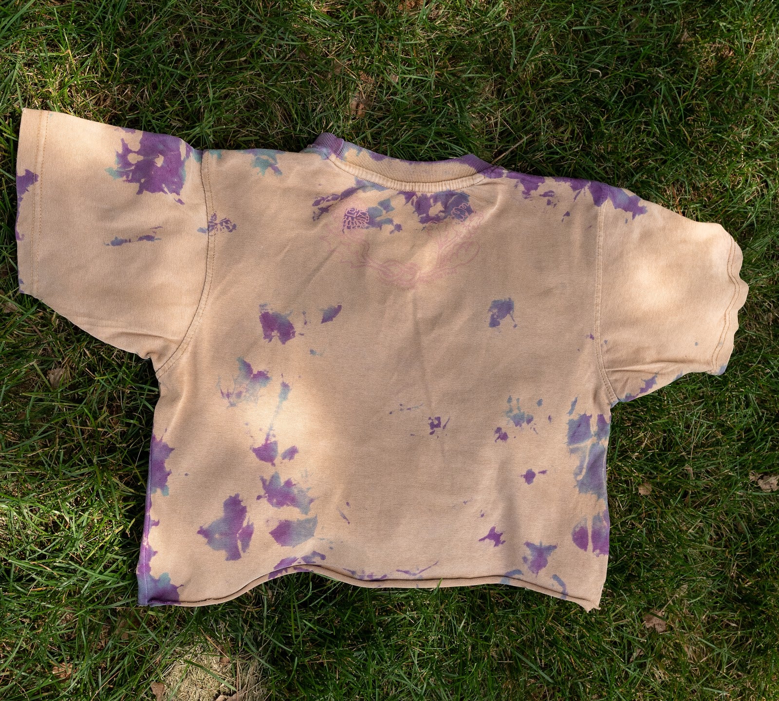 Throwback Tie Dye Cropped Heavyweight Tan Boxy Tee