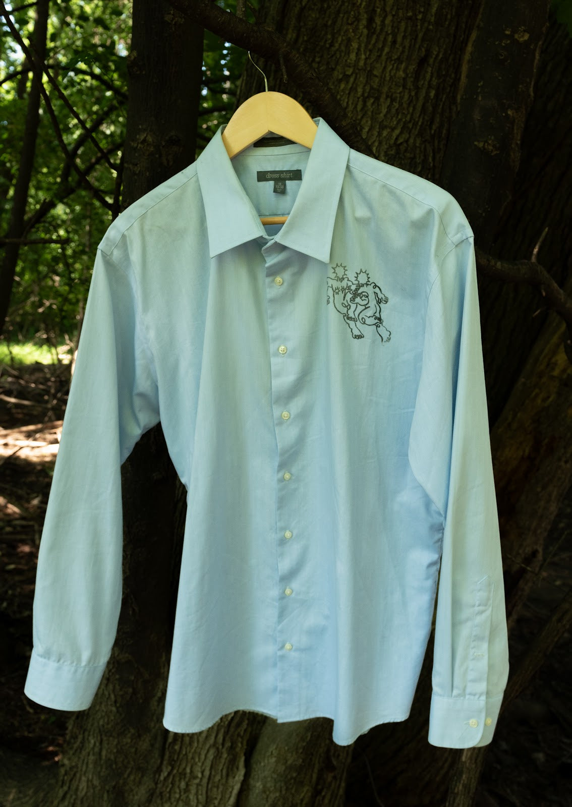 Reverse Peekaboo Print Powder Blue Button Down