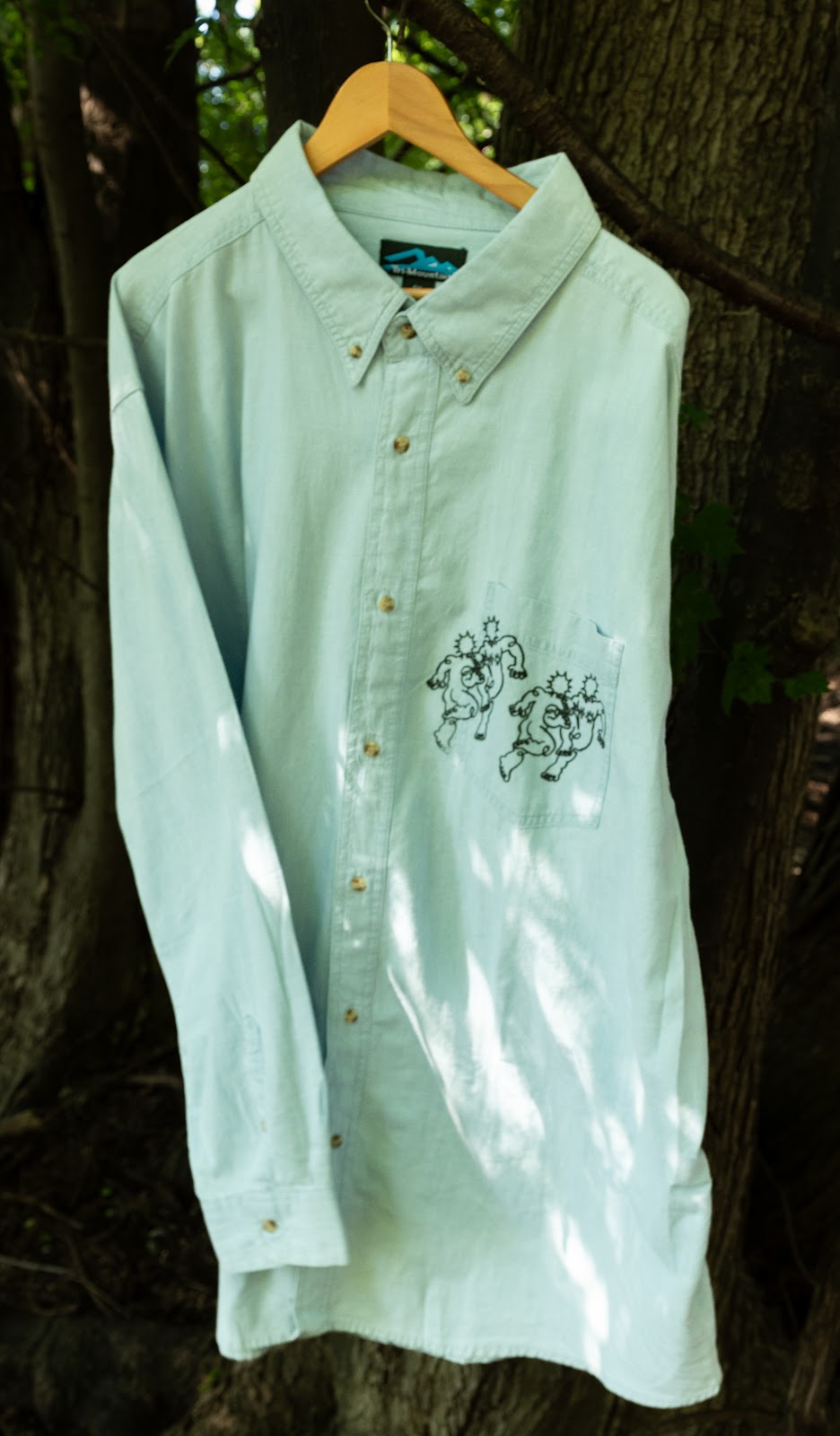 Painters Print Light Wash Denim Button Down